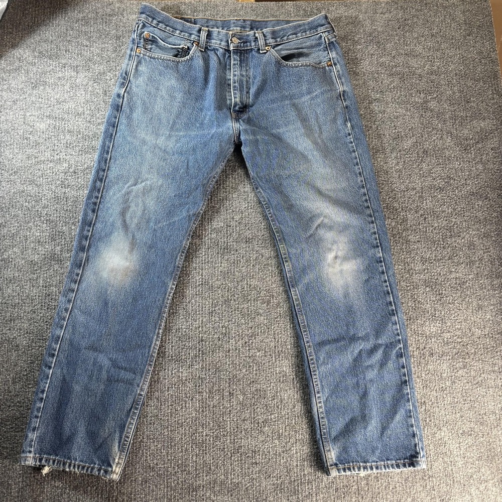 Levis 505 Jeans Mens 36x29 Blue Medium Wash Regular Straight Denim Pants